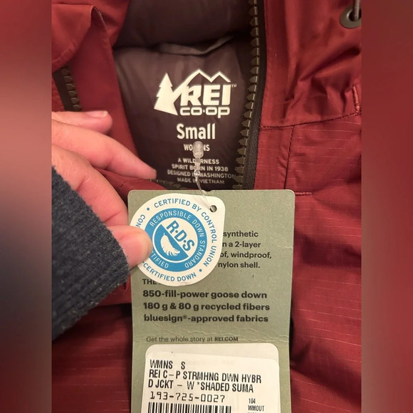 REI Women’s Small Stormhenge Down Hybrid Snow Jacket Red NWT Ski Snowboard - Picture 11 of 11